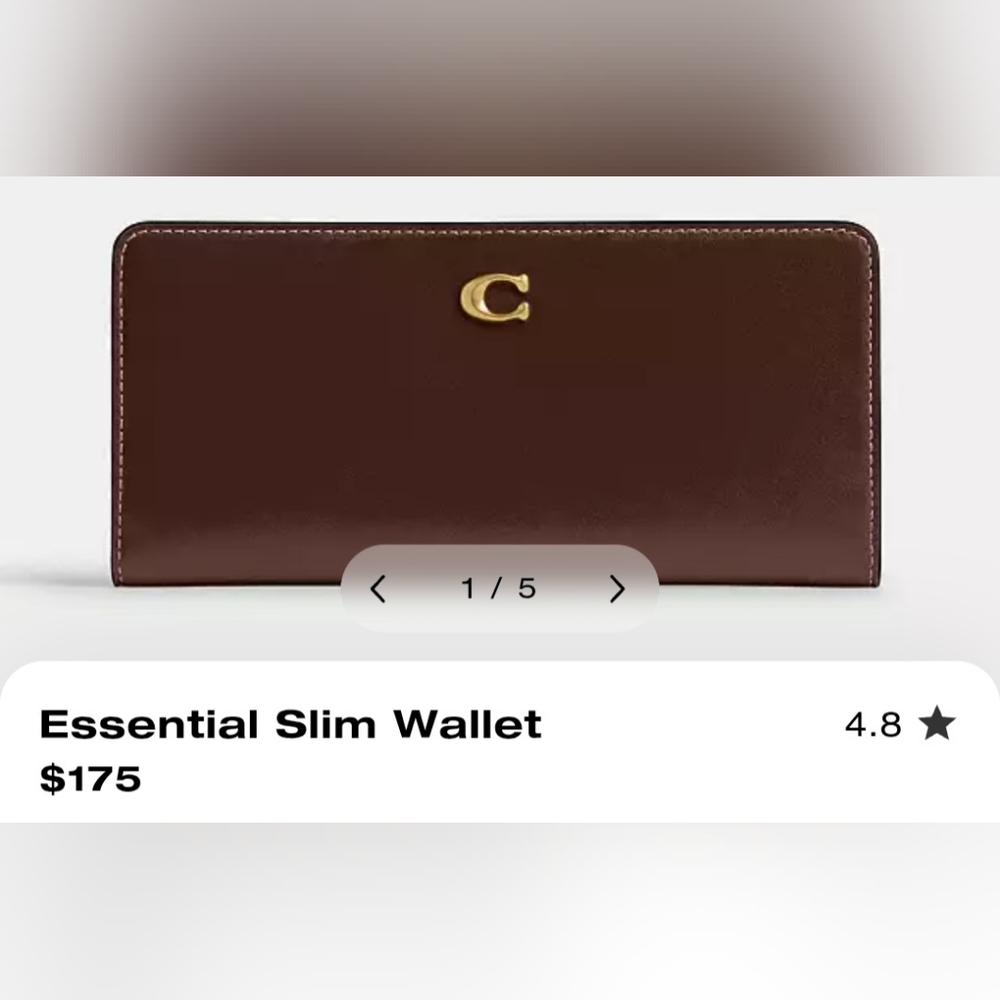 Pristine COACH Essential Slim Wallet. Maple.